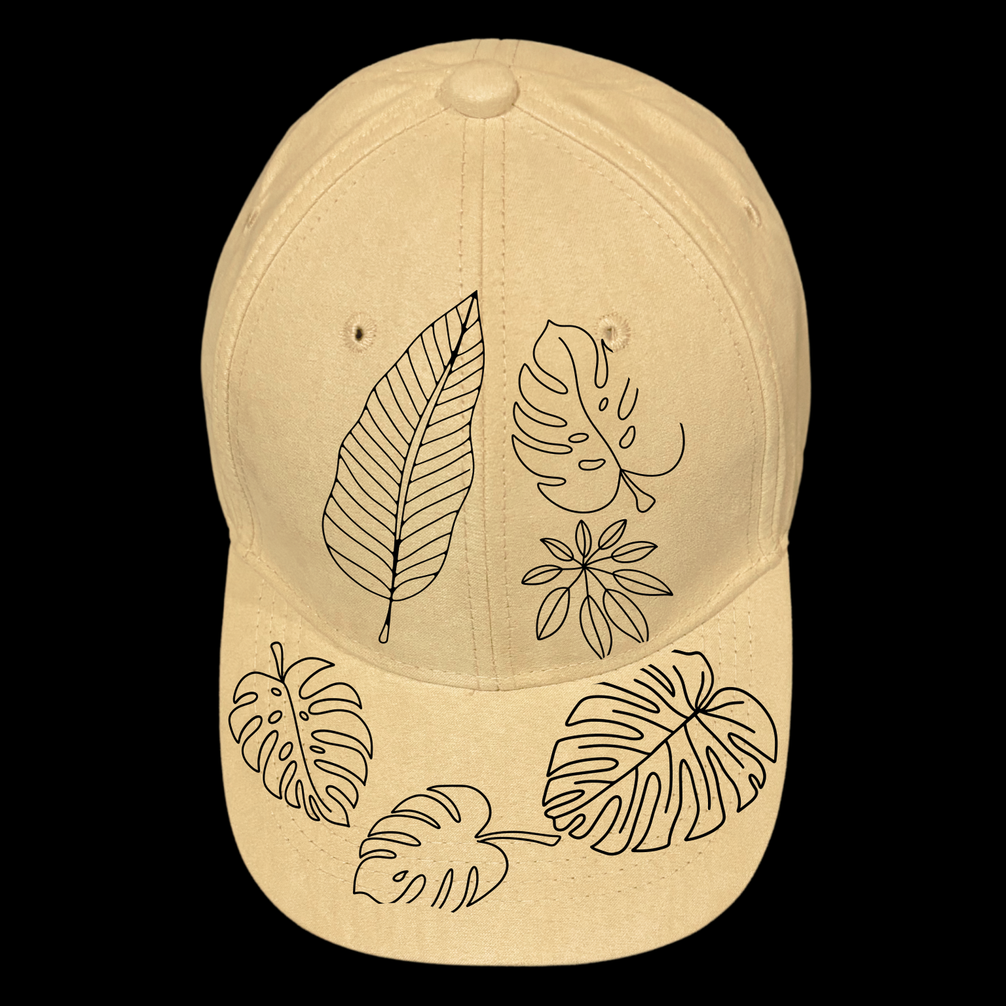 Monstera Leaves Floral design on a baseball cap