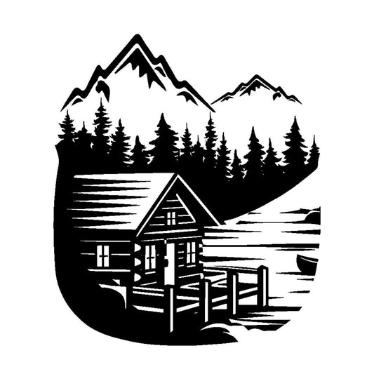 Mountain Cabin baseball hat burning design