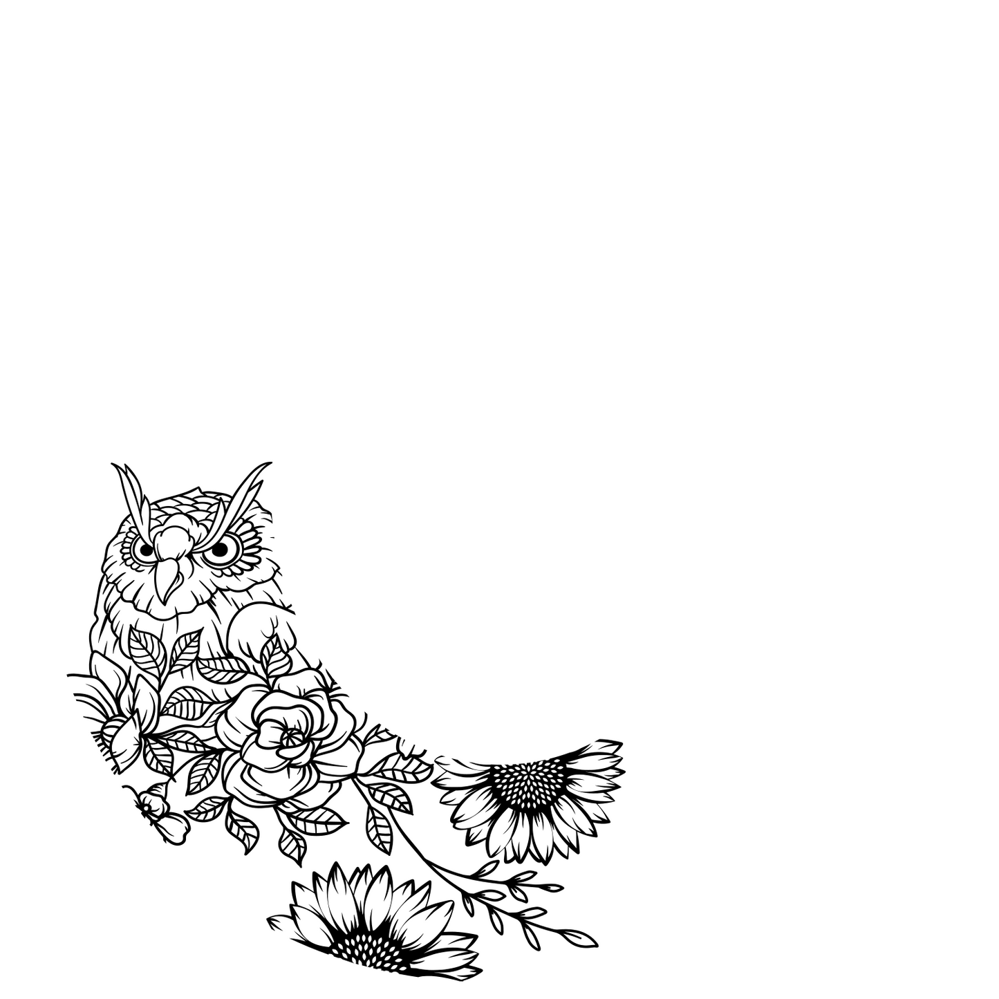 Owl Flowers hat burning design