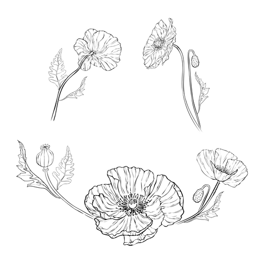 Poppies baseball cap hat burning design