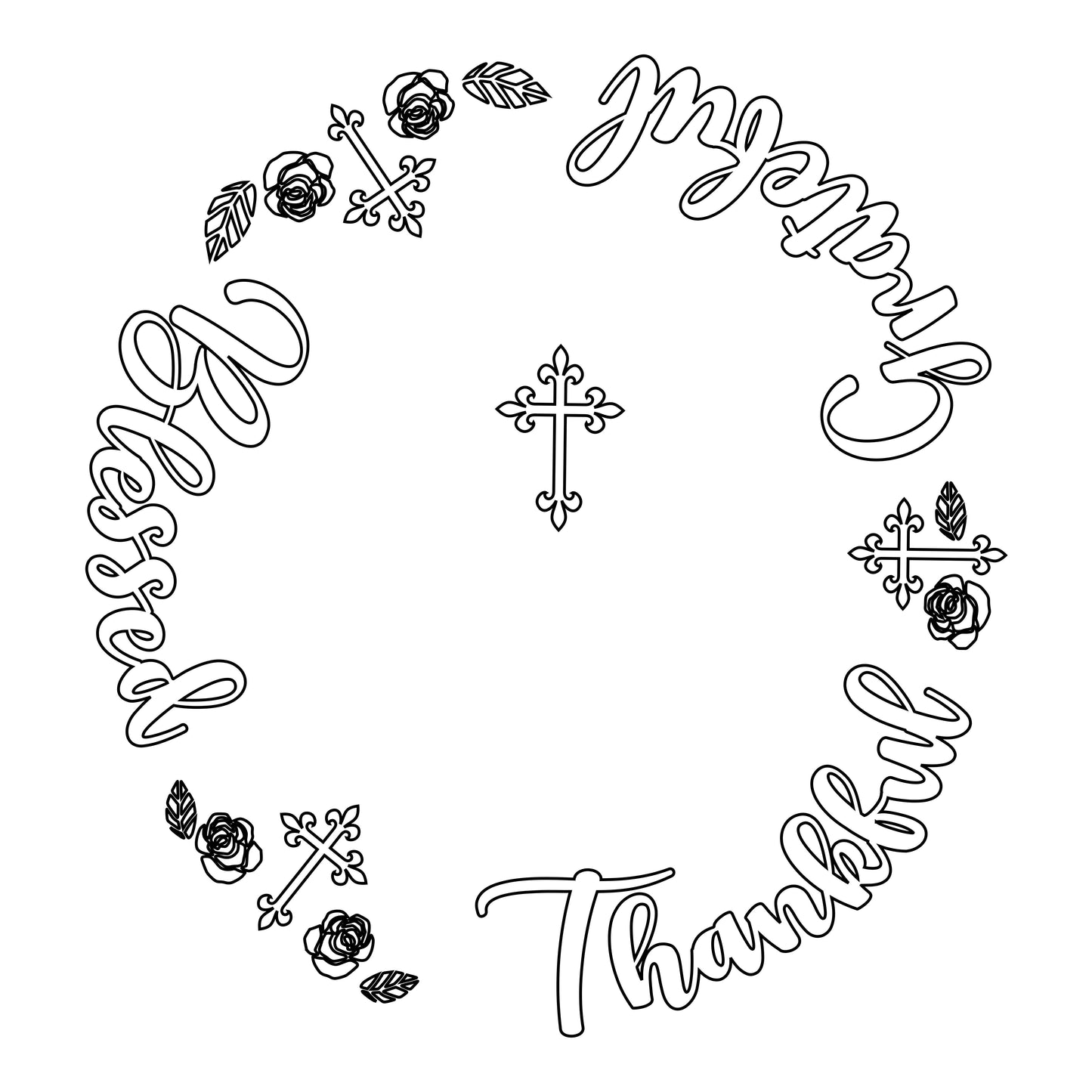 Thankful Grateful Blessed Traceable Wide Brim Hat Burning Design