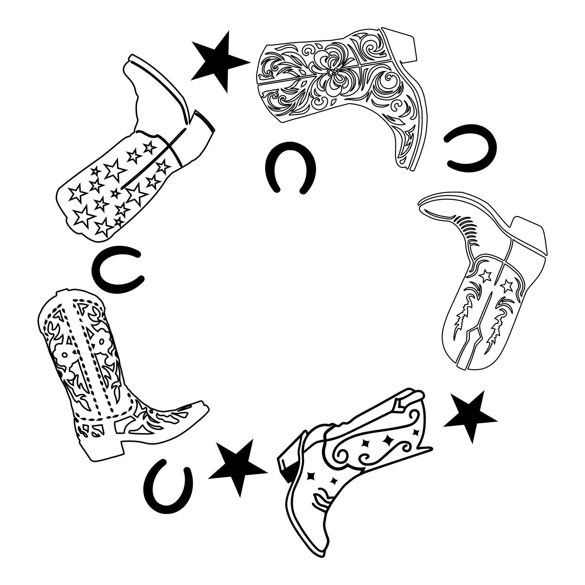 Cowgirl Boots And Stars hat burning design