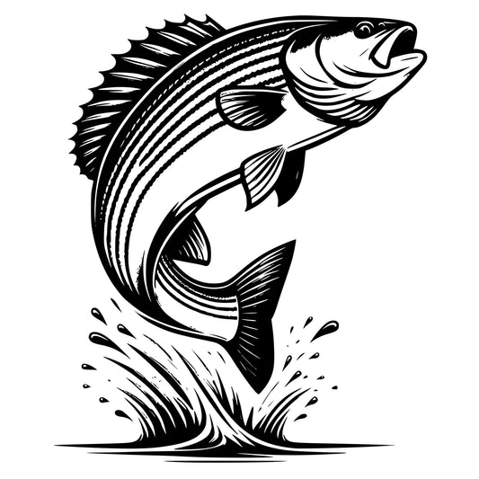 Striped Bass Fish Silhouette Digital Design PNG