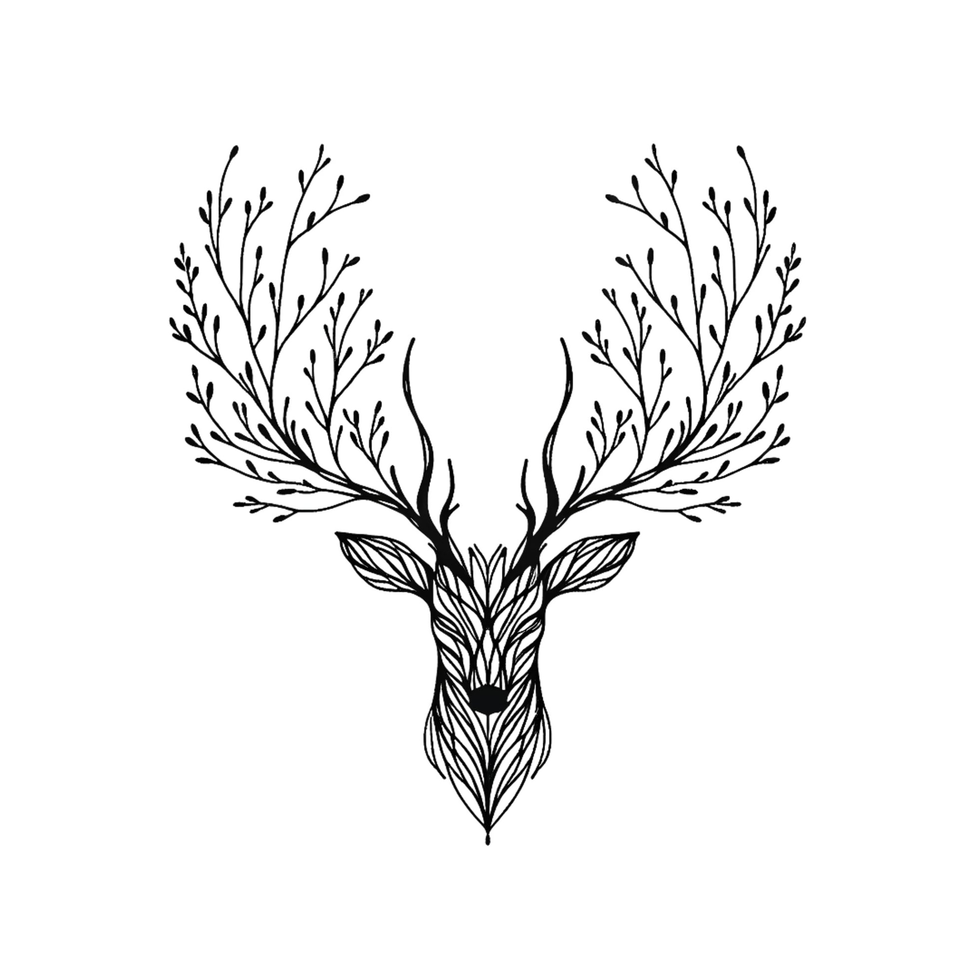 A deer tree antlers design on a white background