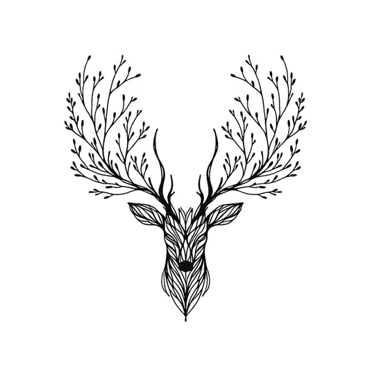 A deer tree antlers design on a white background