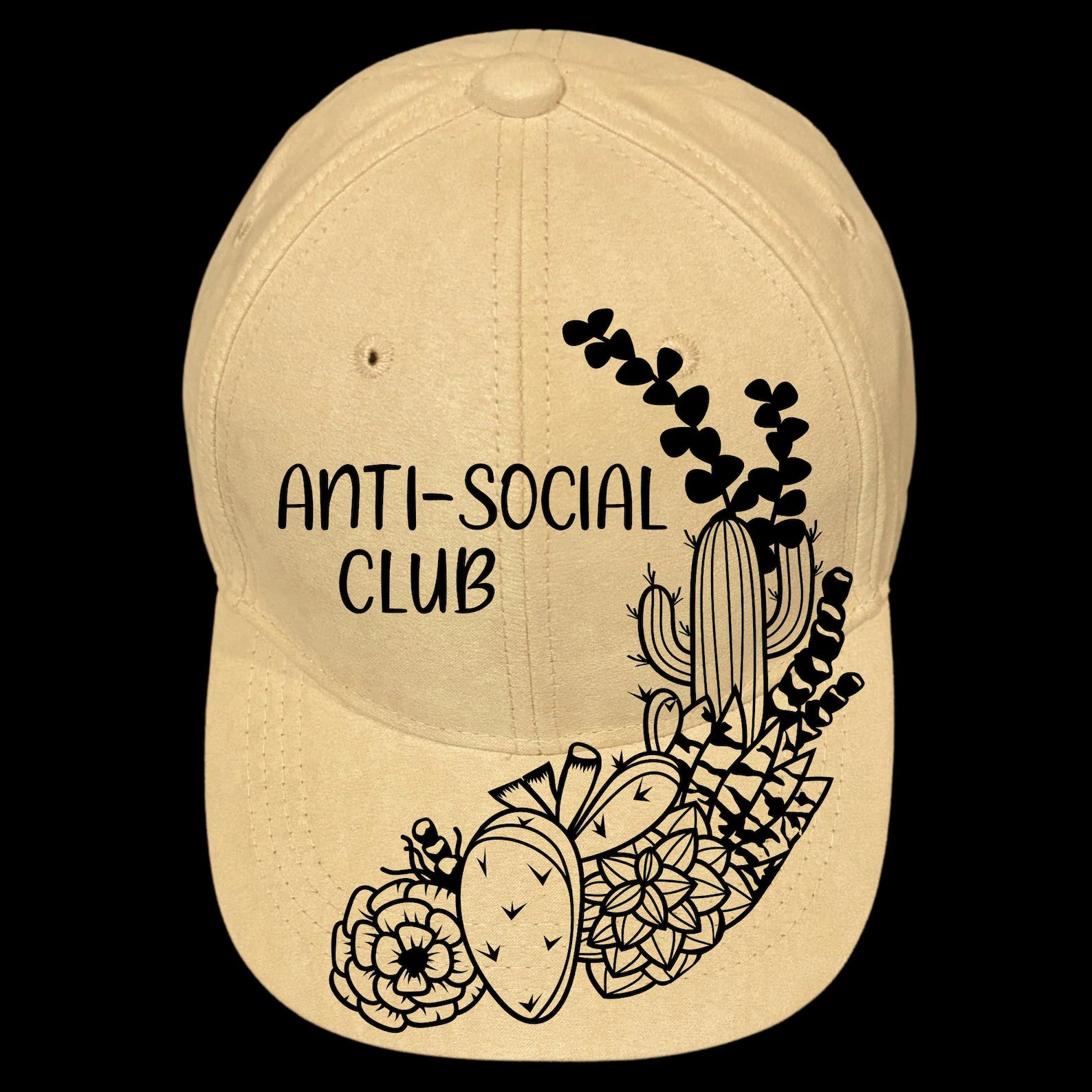 Anti-Social Club burned hat burning design on a baseball cap