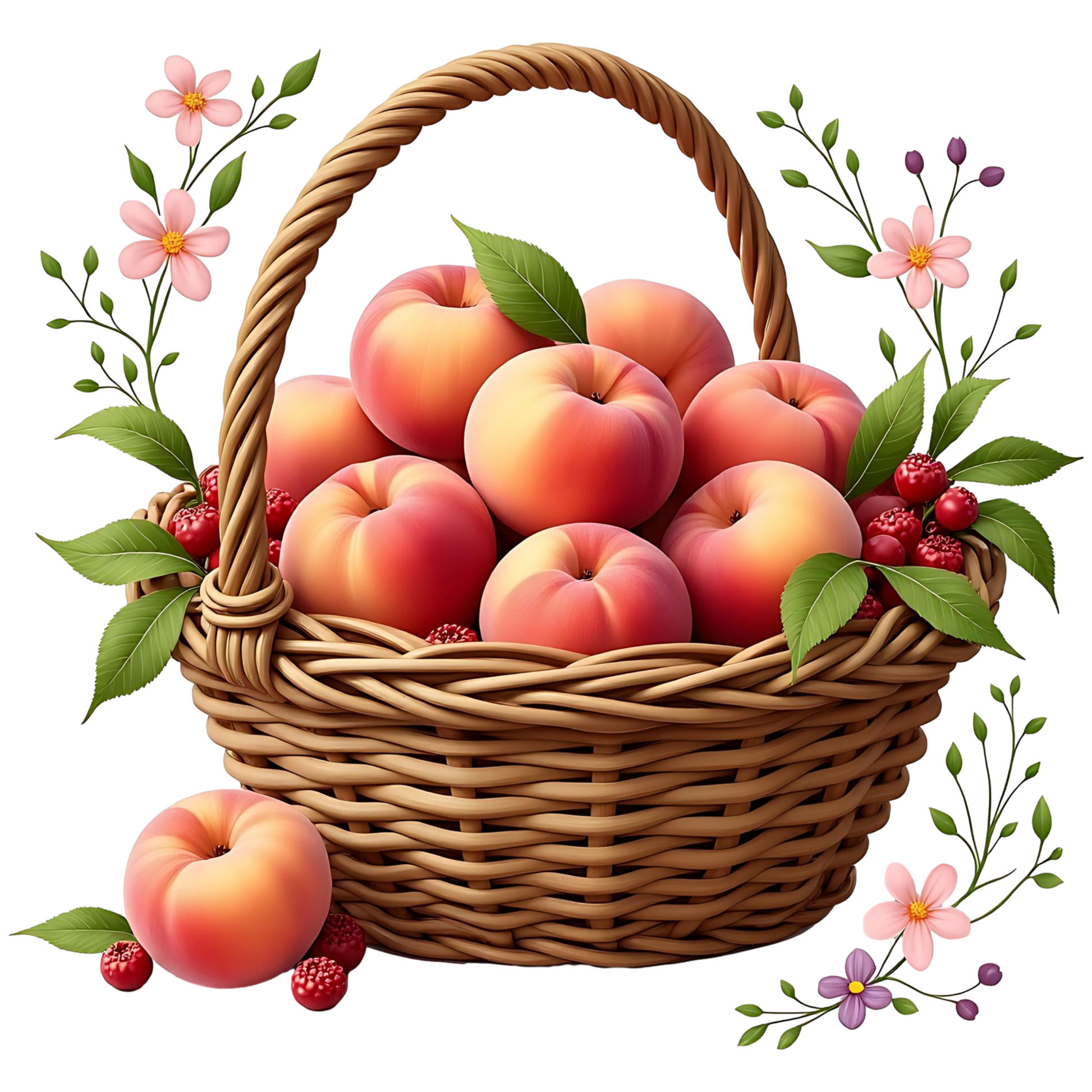 Basket Of Peaches PNG digital design