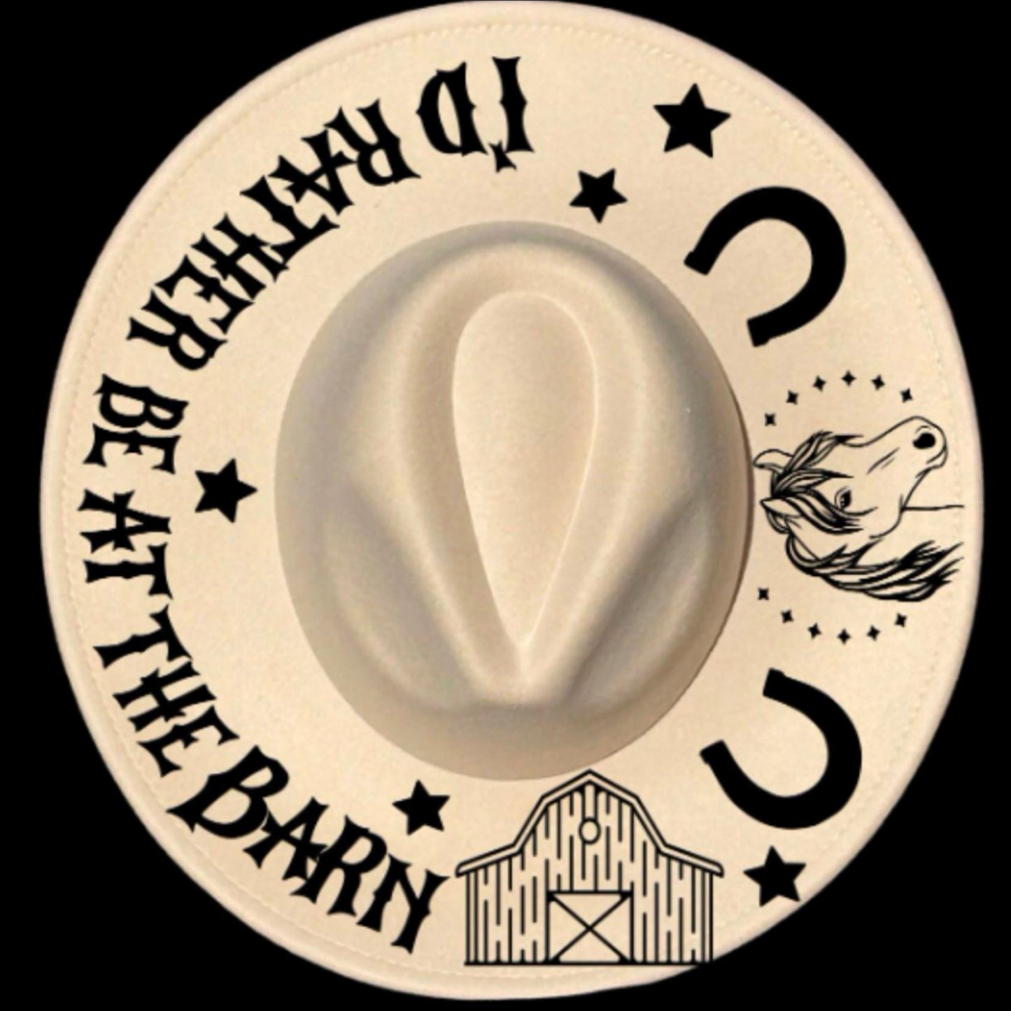 I'd Rather Be At The Barn Wide Brim Hat Burning Design SVG PNG