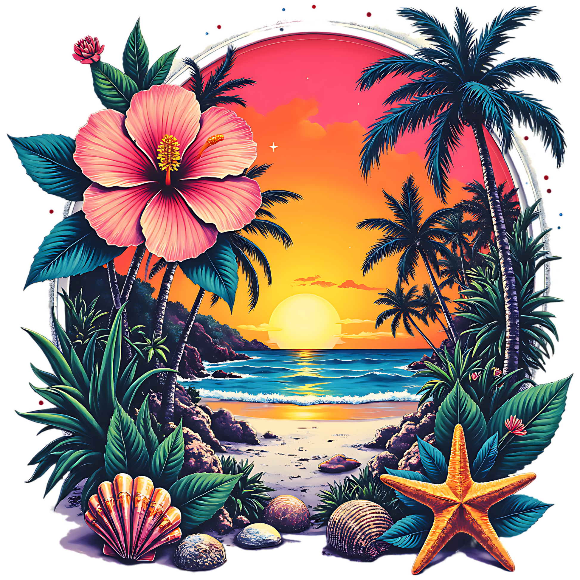 Summer Beach Scene PNG digital design
