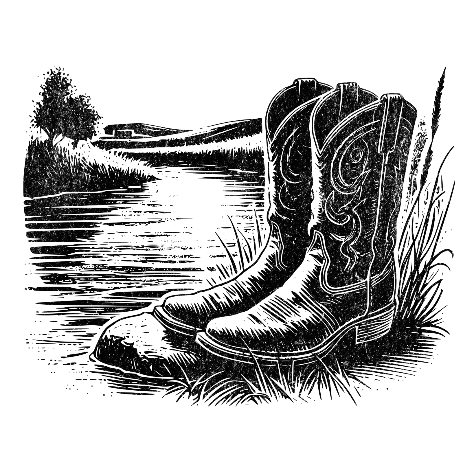 Boots By A River digital design