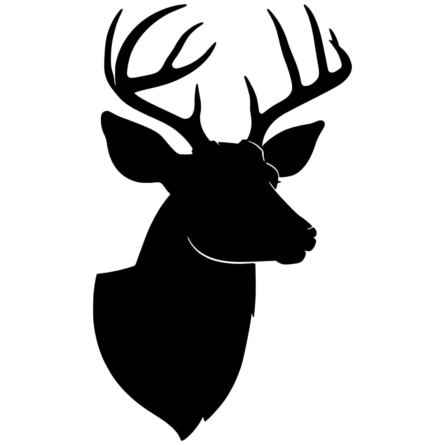 Buck Deer Head With Horns Silhouette digital download on a white background
