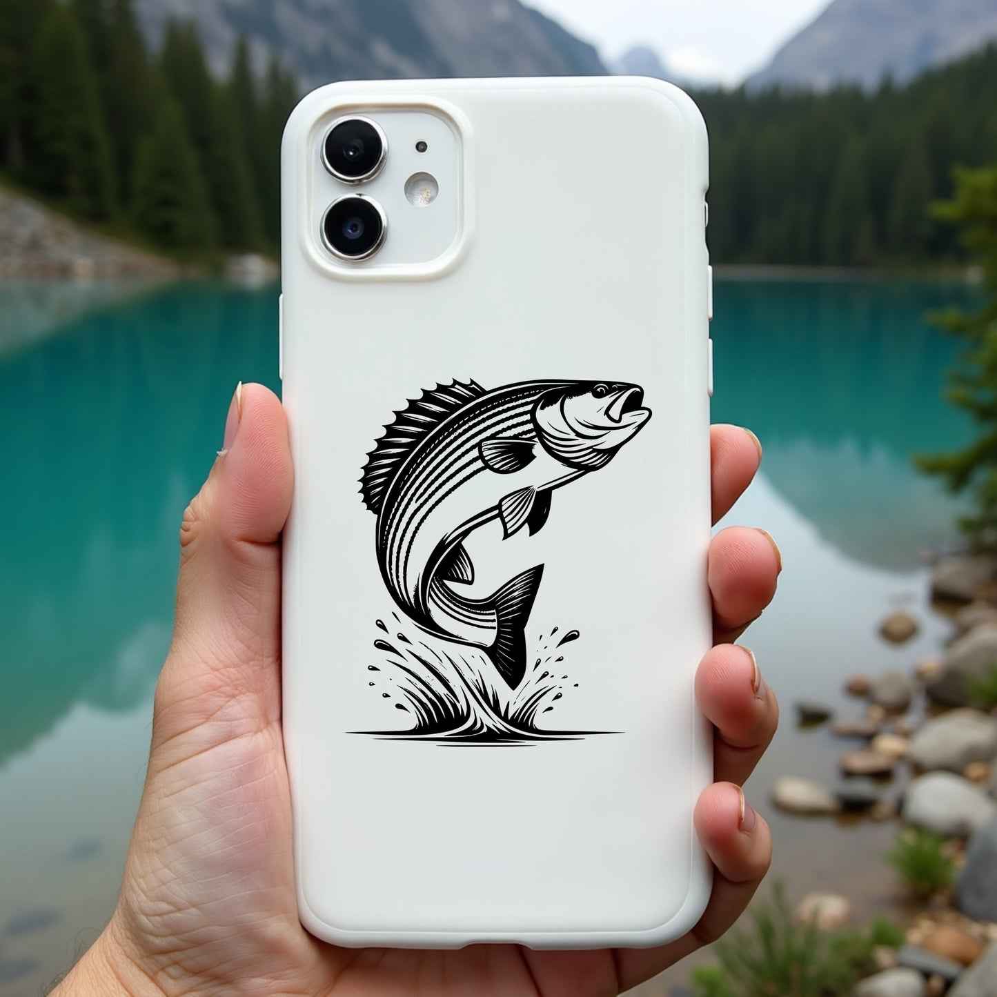 Striped Bass Fish Silhouette Digital Design PNG