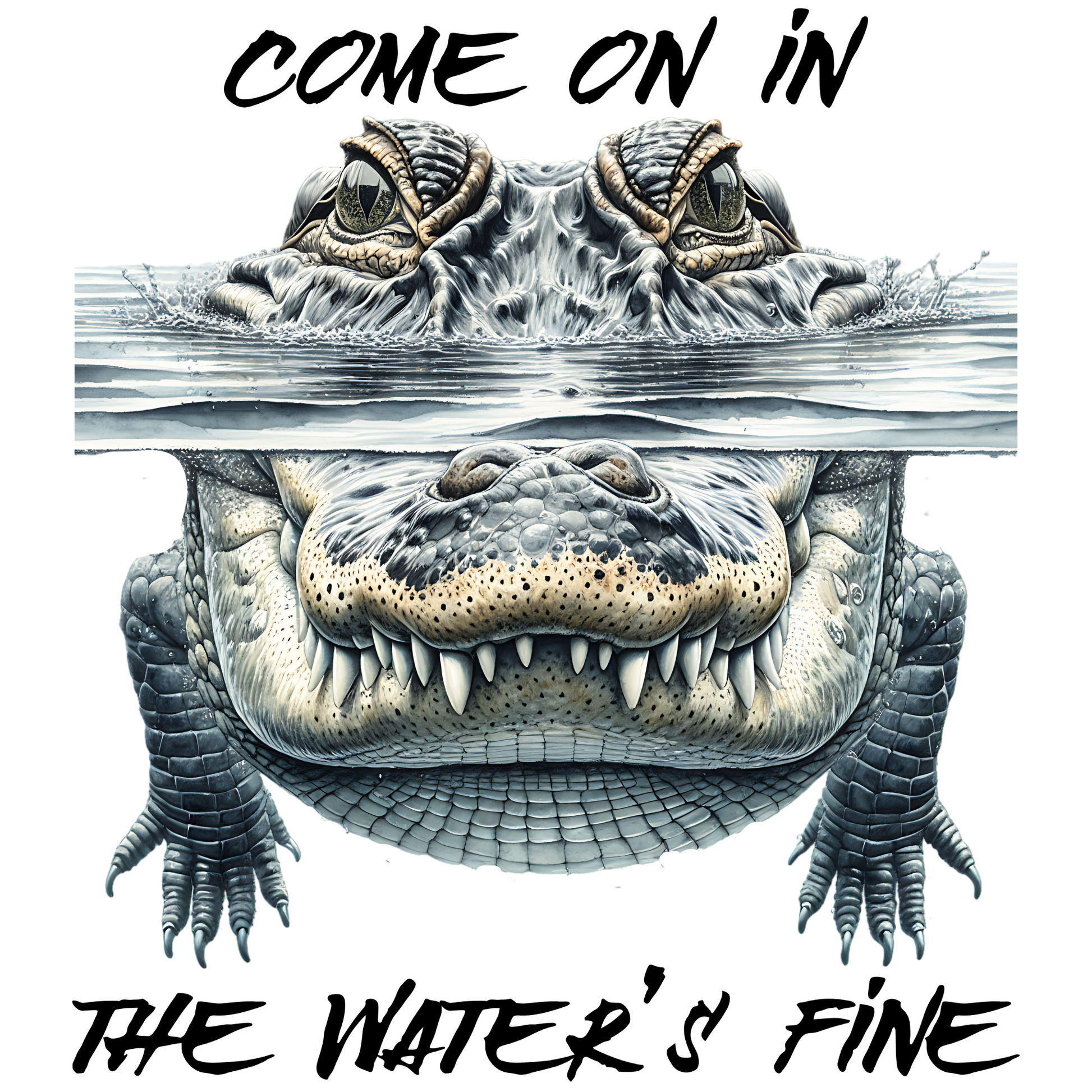 Come On In funny alligator / crocodile digital design