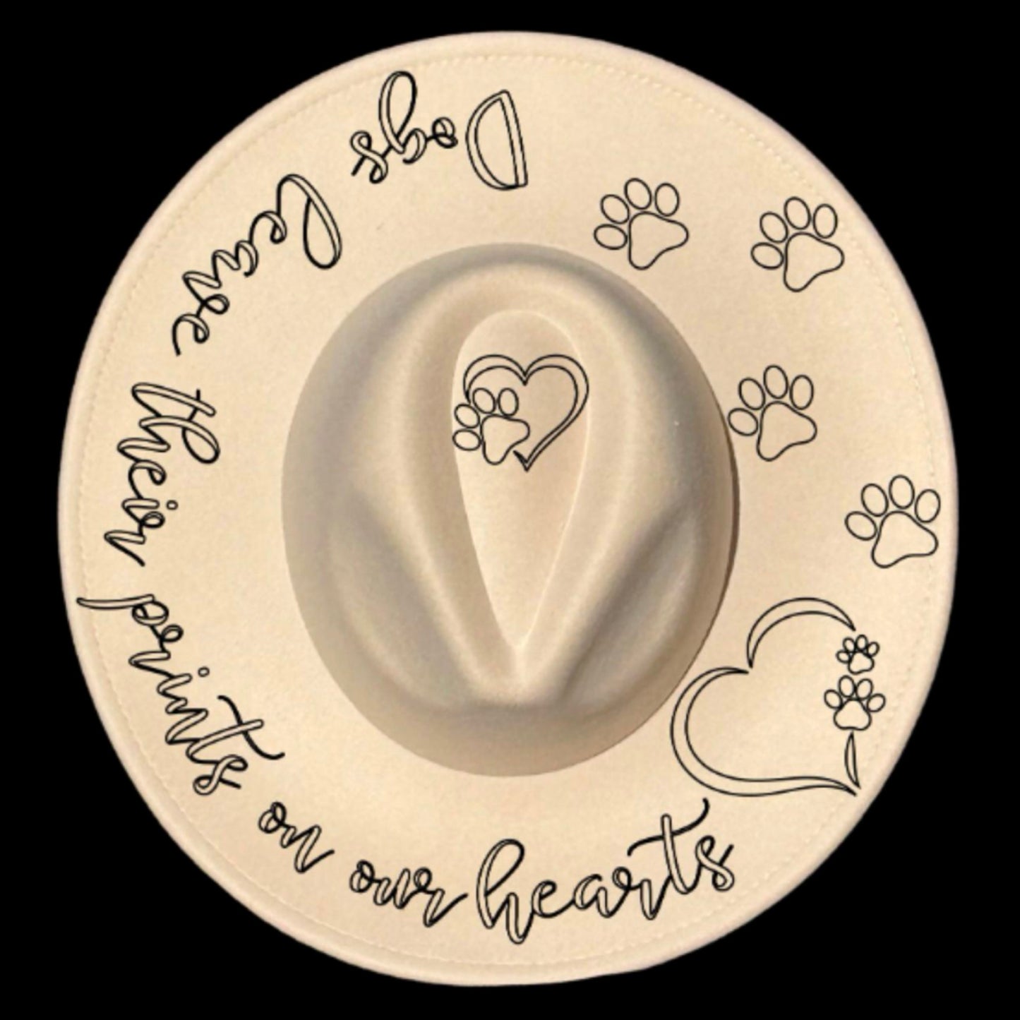 Dogs Leave Their Prints On Our Hearts Traceable Wide Brim Hat Burning Design