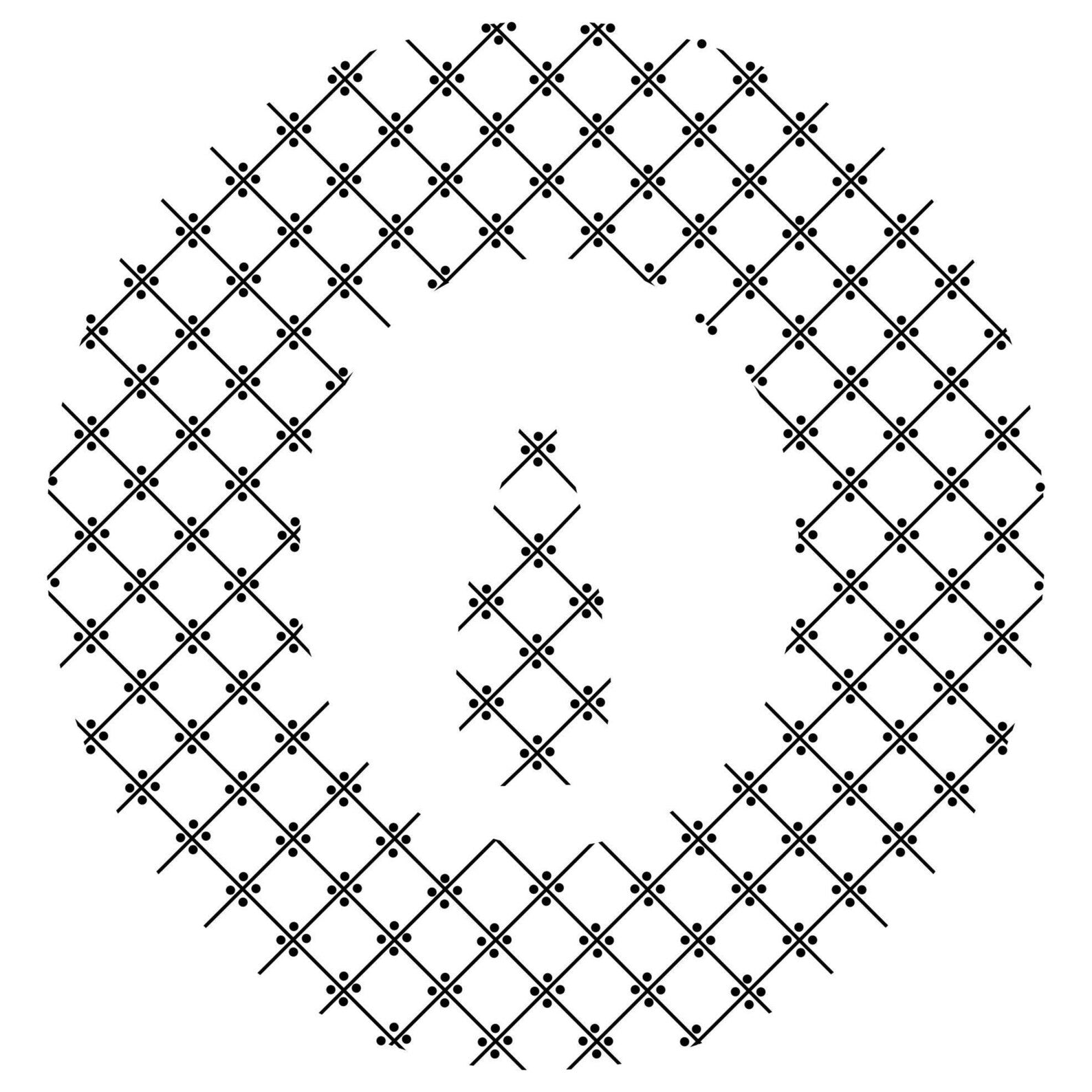 Black dotted lattice pattern on a white background