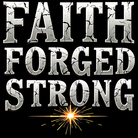 Faith Forged Strong Christian quote digital design