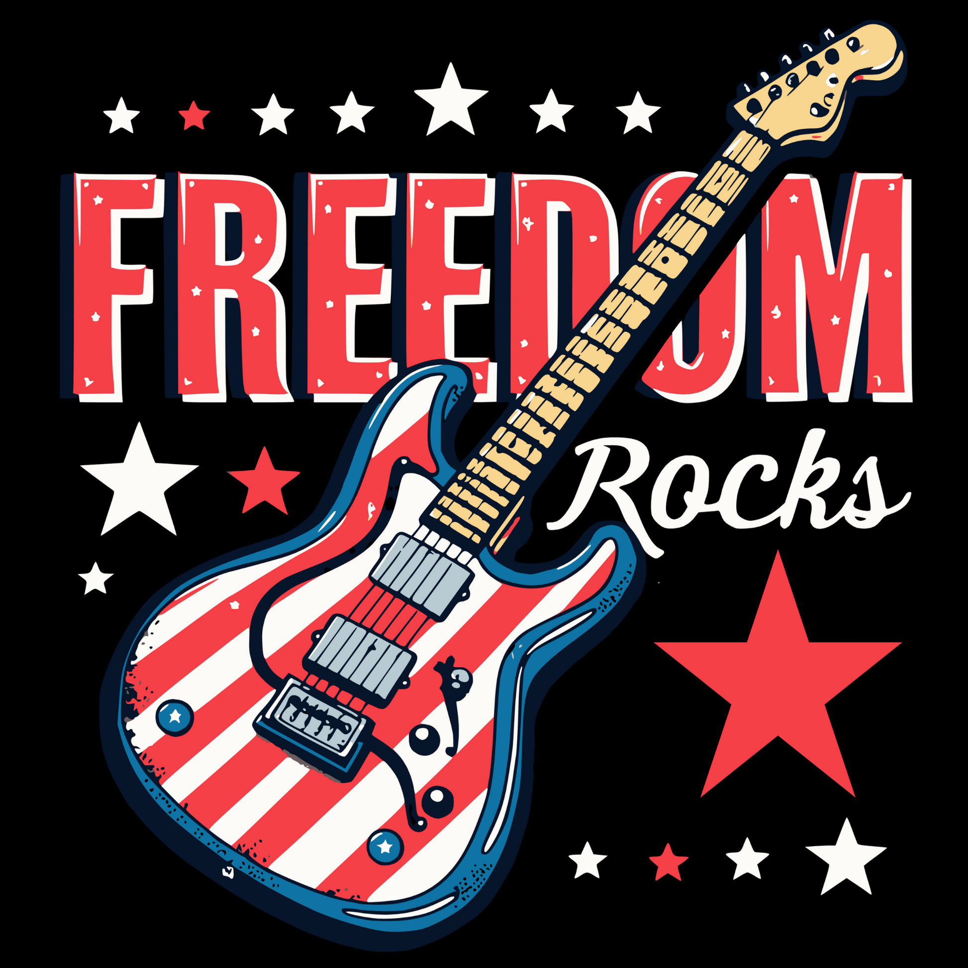 Freedom Rocks Guitar patriotic 4th of July digital design
