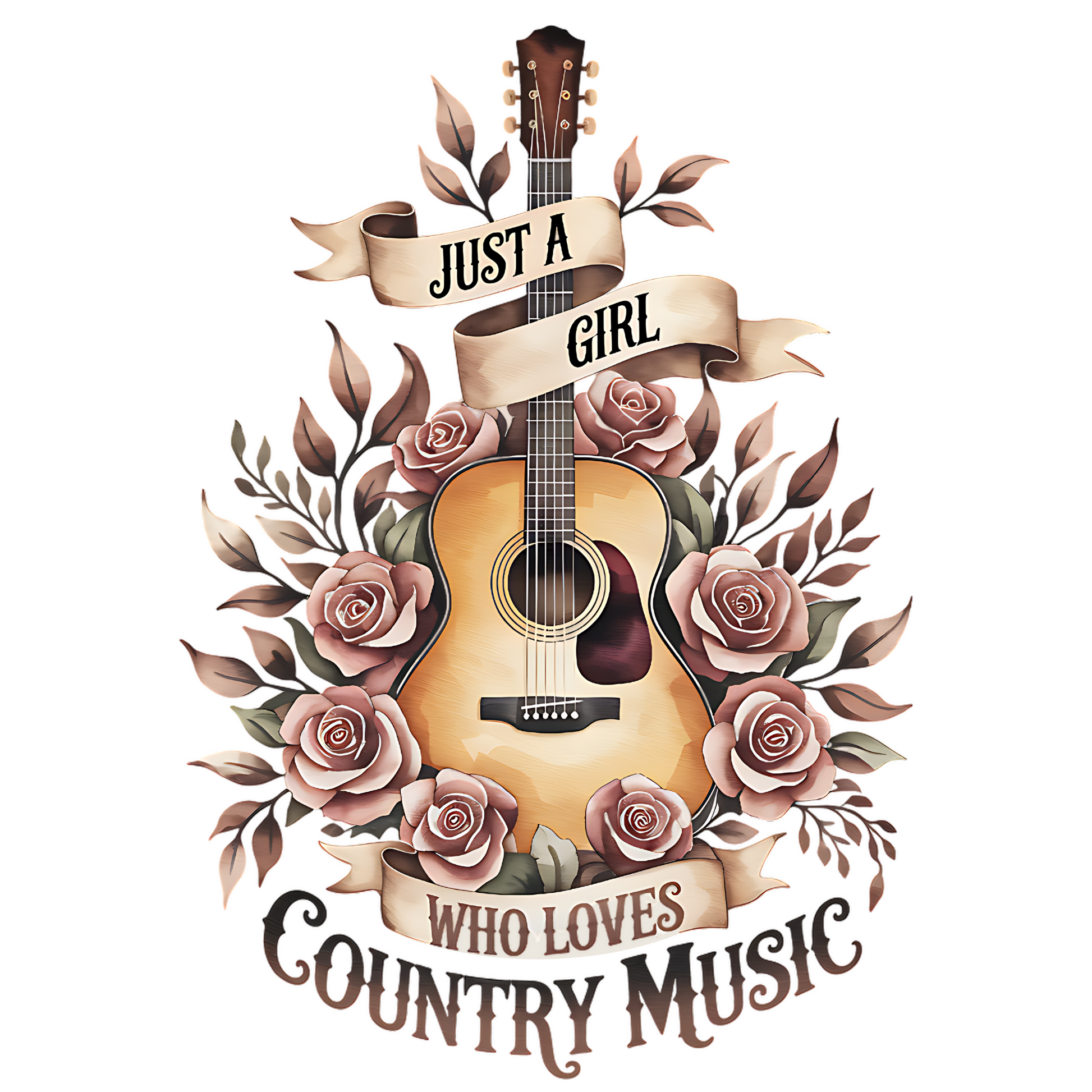 Just A Girl Who Loves Country Music PNG digital design