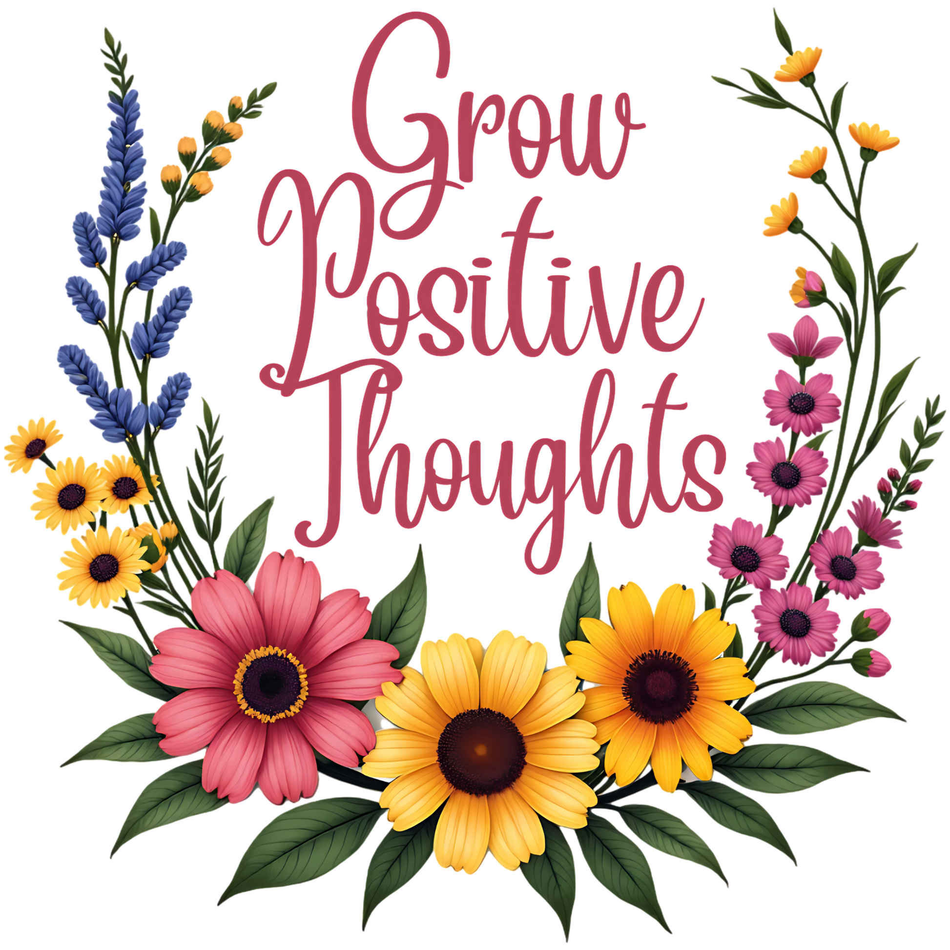 Grow Positive Thoughts PNG digital design
