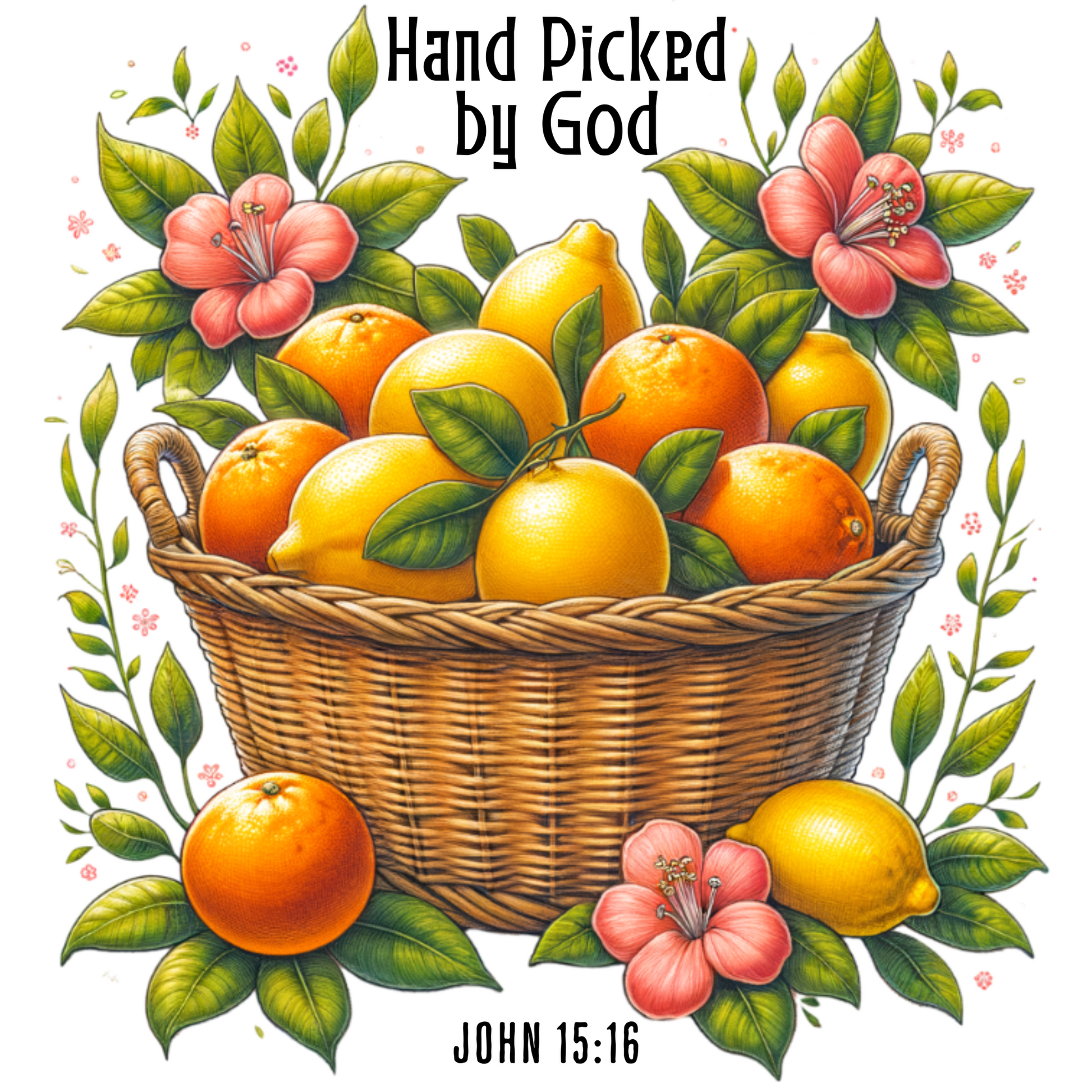 Hand Picked By God Fruit Basket PNG digital design