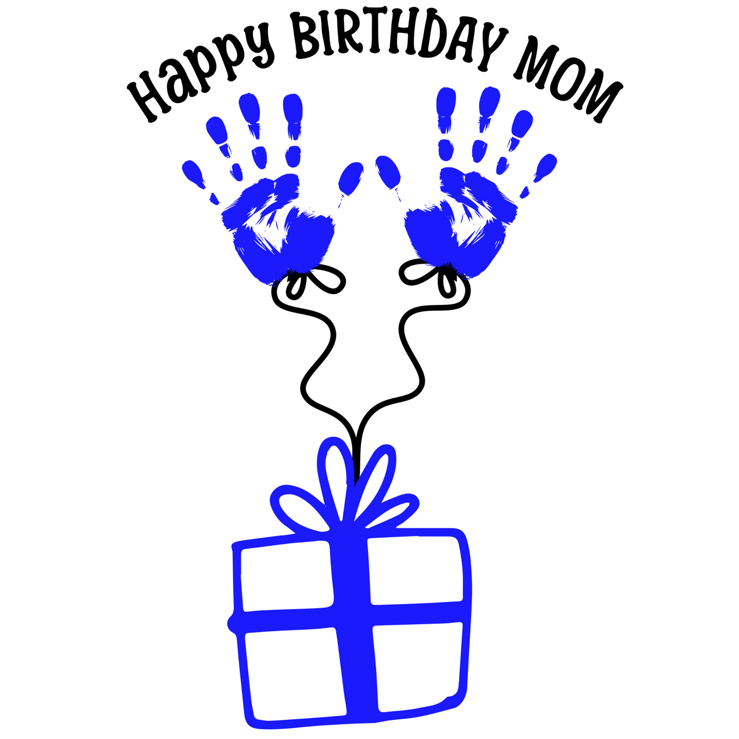Happy Birthday Mom Blue Handprints digital design