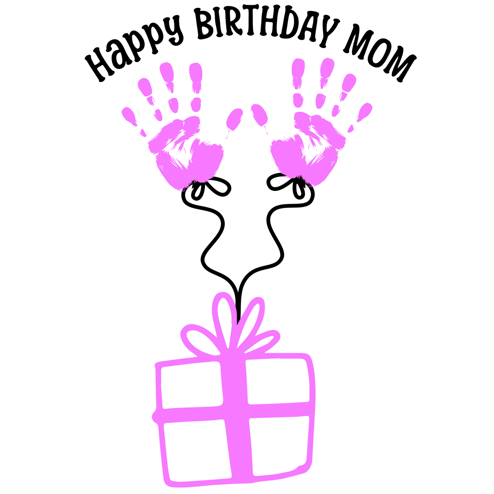 Happy Birthday Mom Pink Handprints digital design