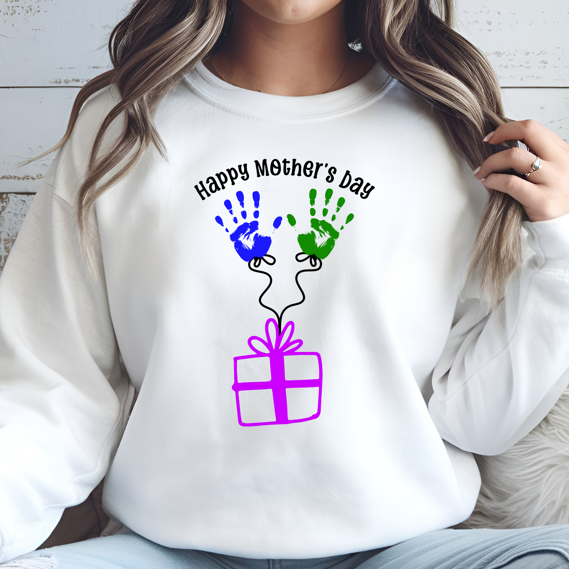 Happy Mother’s Day Handprints digital design on a sweatshirt
