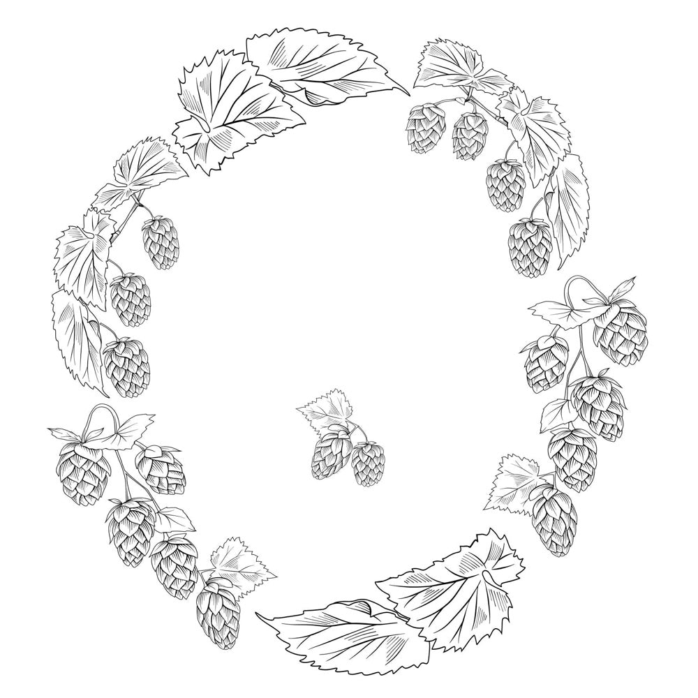 Hops Circle hat burning design for narrow brim hats