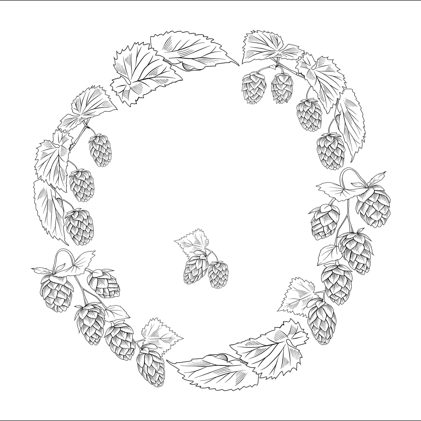 Hops Wreath hat burning design for wide brim hats