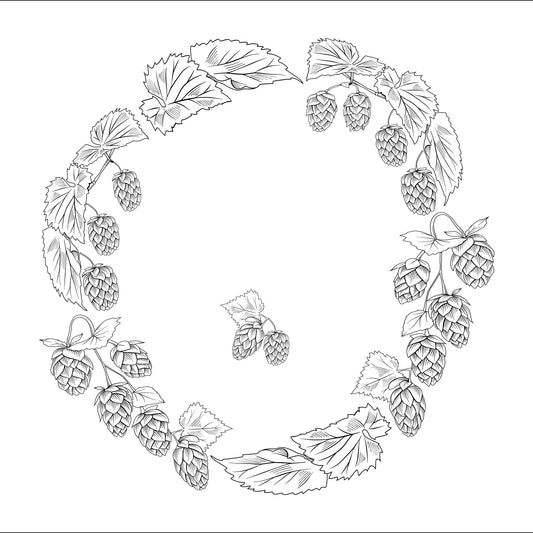 Hops Wreath hat burning design for wide brim hats