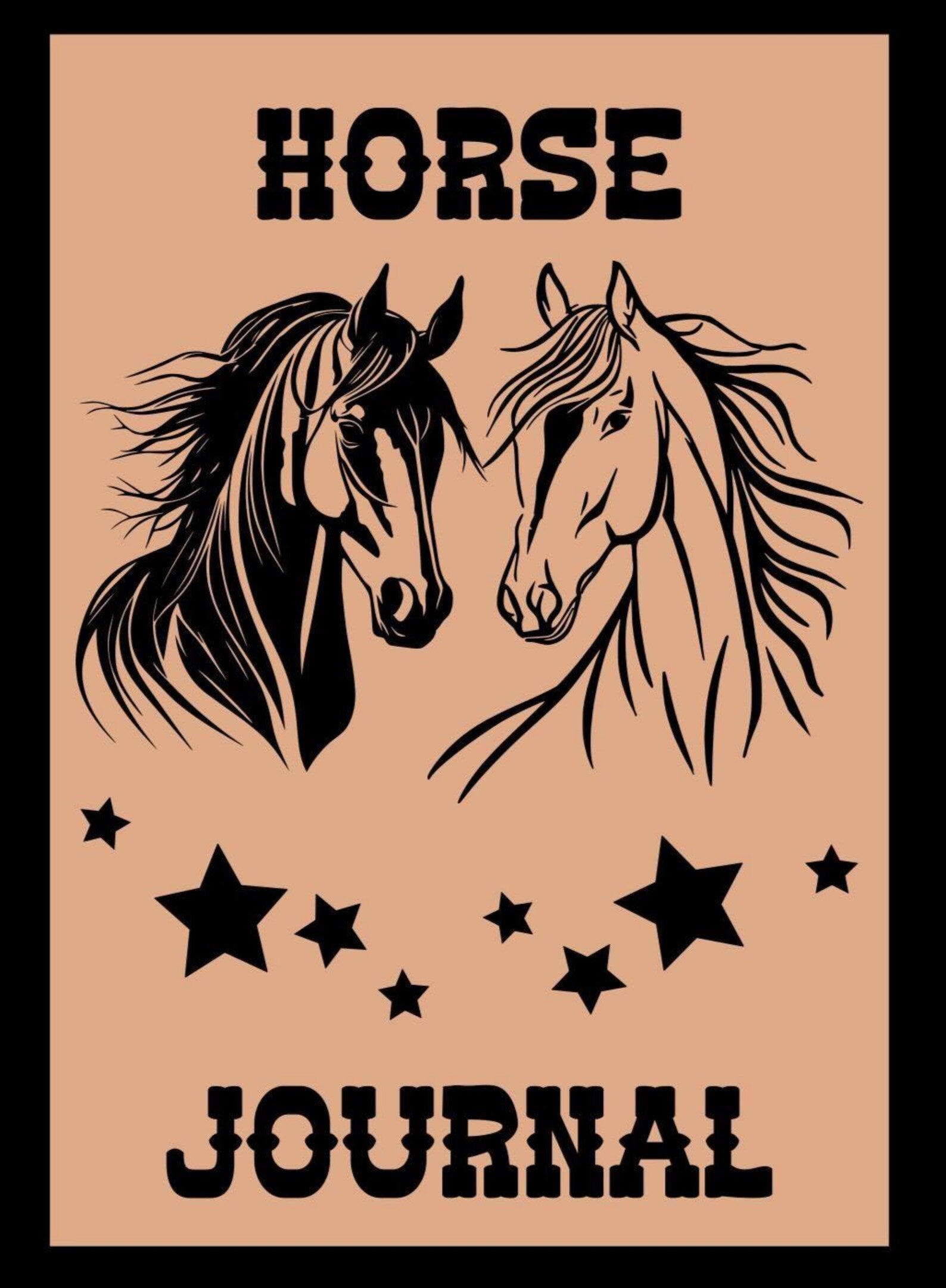 Journal cover with two horses and the text 'Horse Journal' on a beige background.
