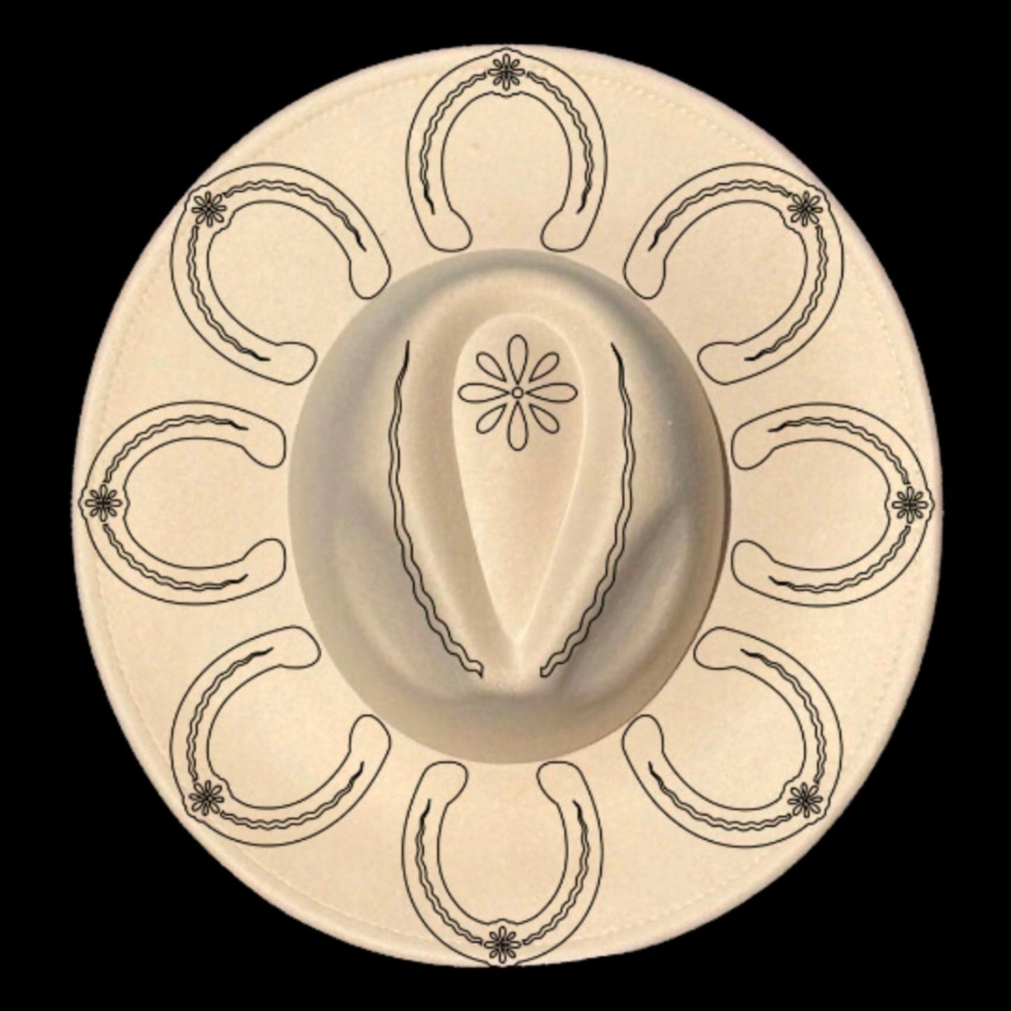 Horseshoes Wide Brim Hat Burning Design SVG PNG