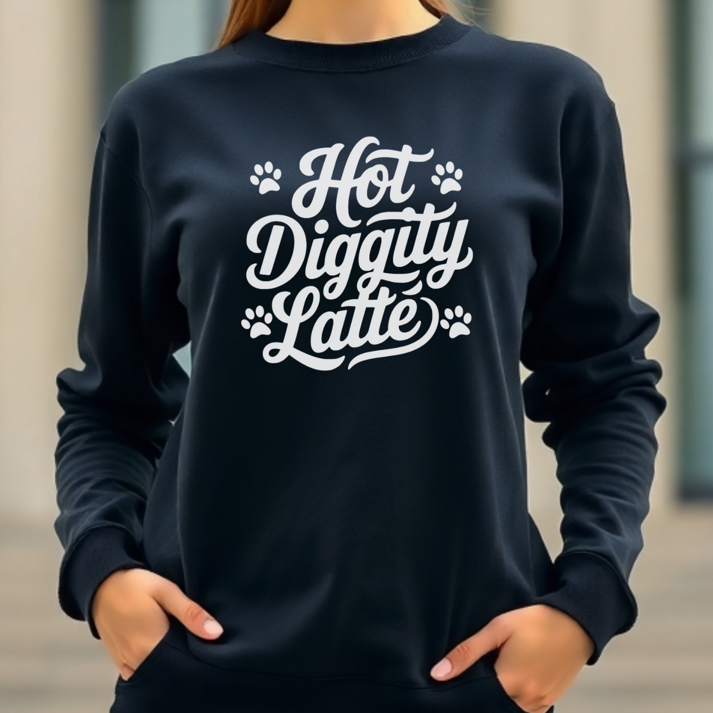 Hot Diggity Latte digital download on a sweatshirt