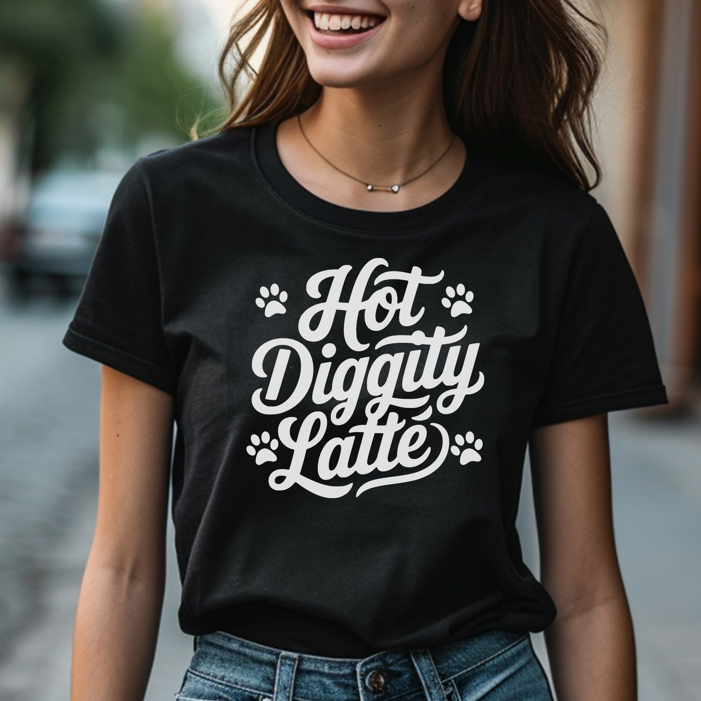Hot Diggity Latte digital download on a t-shirt
