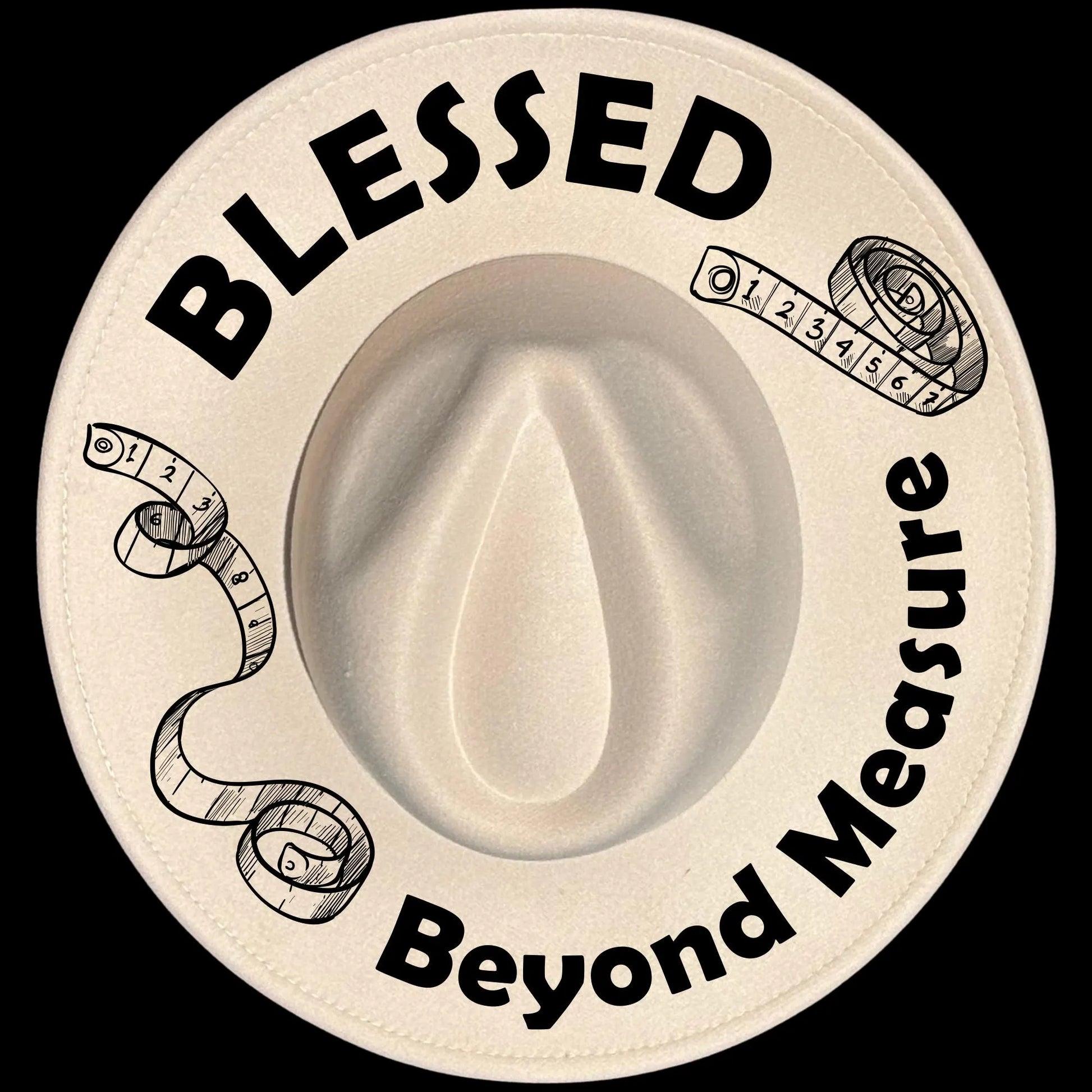 Blessed Beyond Measure burned hat burning design on a wide brim hat