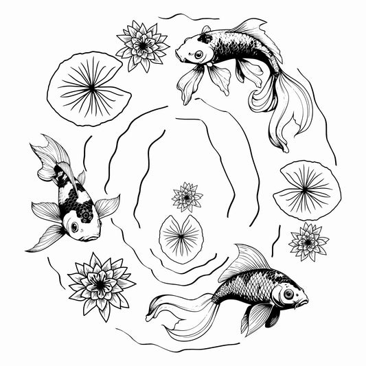 Koi Fish hat burning design for wide brim hats