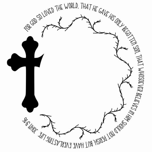 John 3:16 hat burning design for wide brim hats.