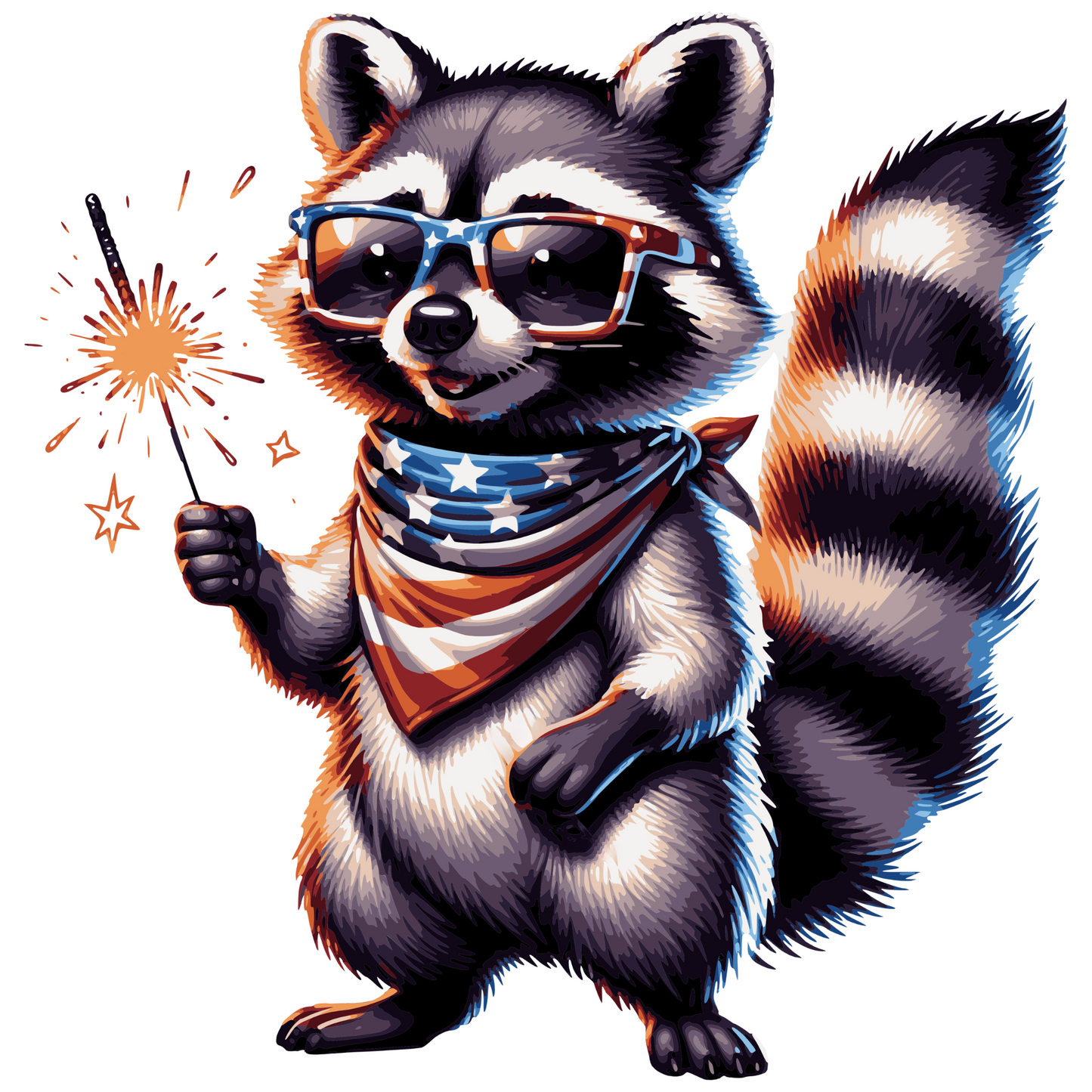 Independence Day 4th of July Raccoon Sparkler digital design