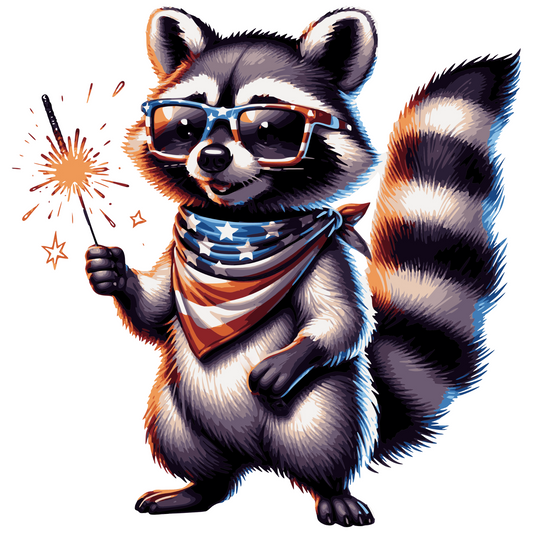 Independence Day 4th of July Raccoon Sparkler digital design