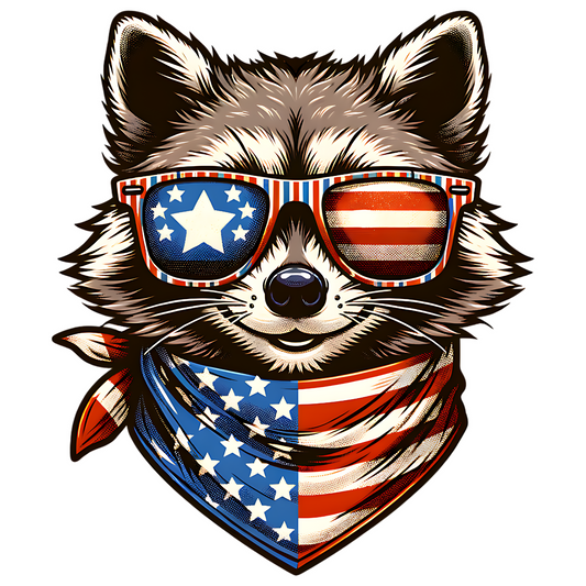 Raccoon Independence Day Celebration PNG Digital Design