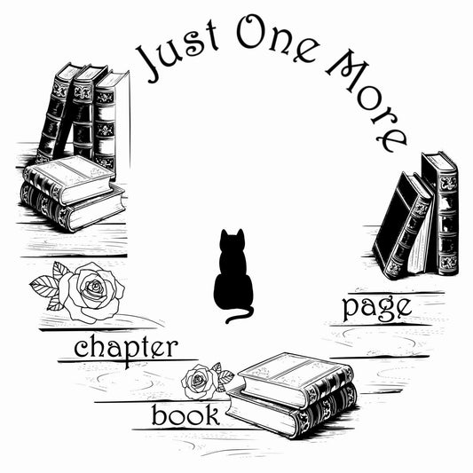 Just One More Page digital design for wide brim hats