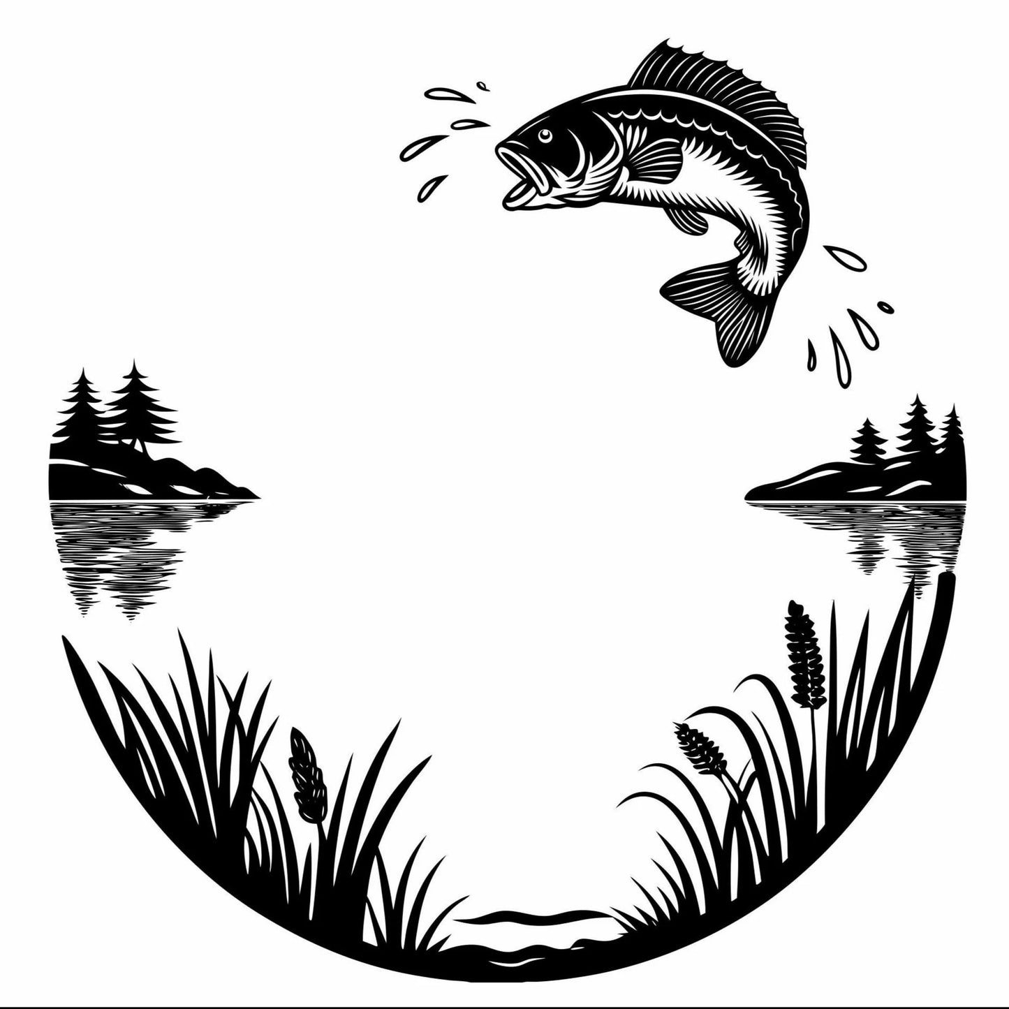 Lake Fish hat burning design for wide brim hats