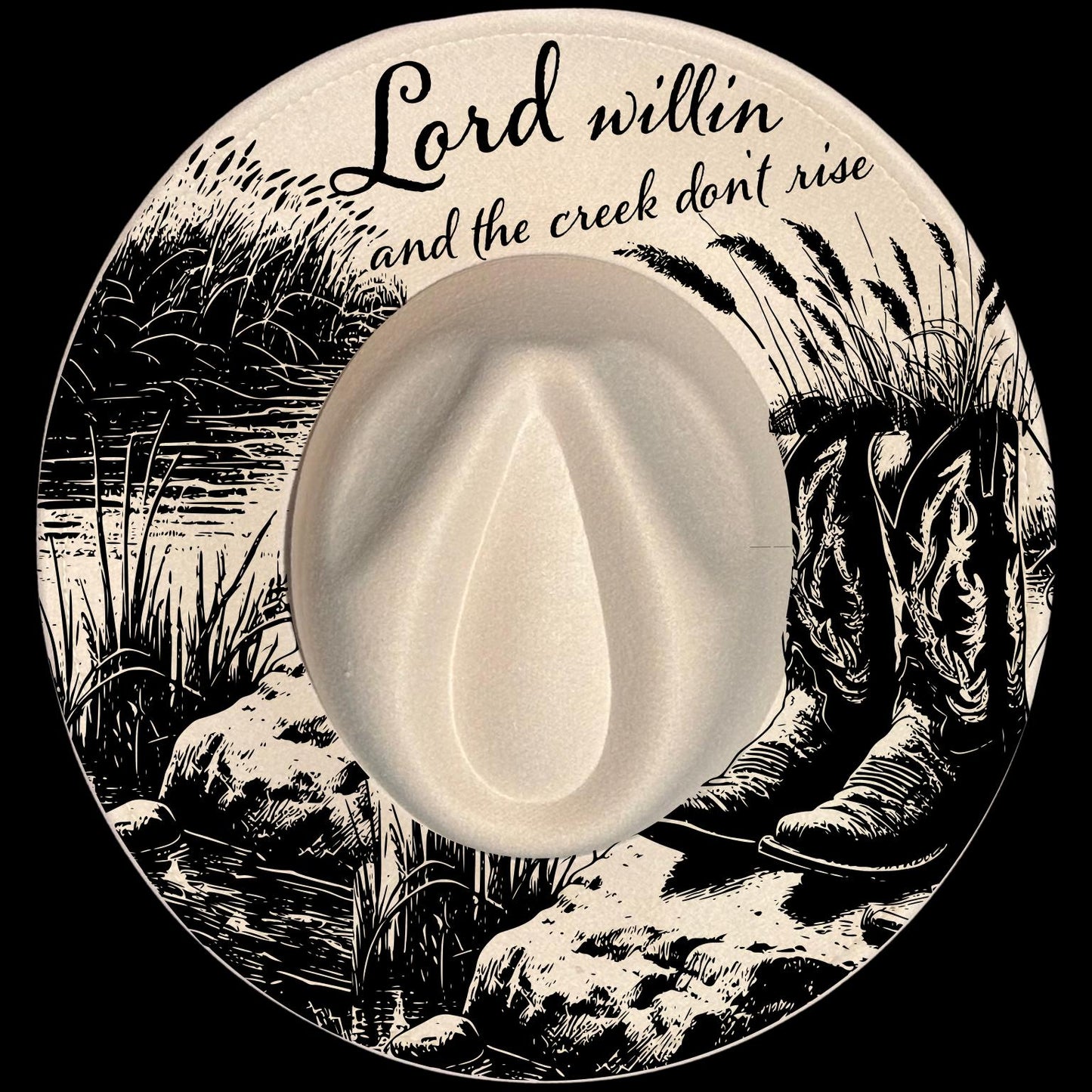 Lord Willin' Wide Brim Hat Burning Design PNG SVG