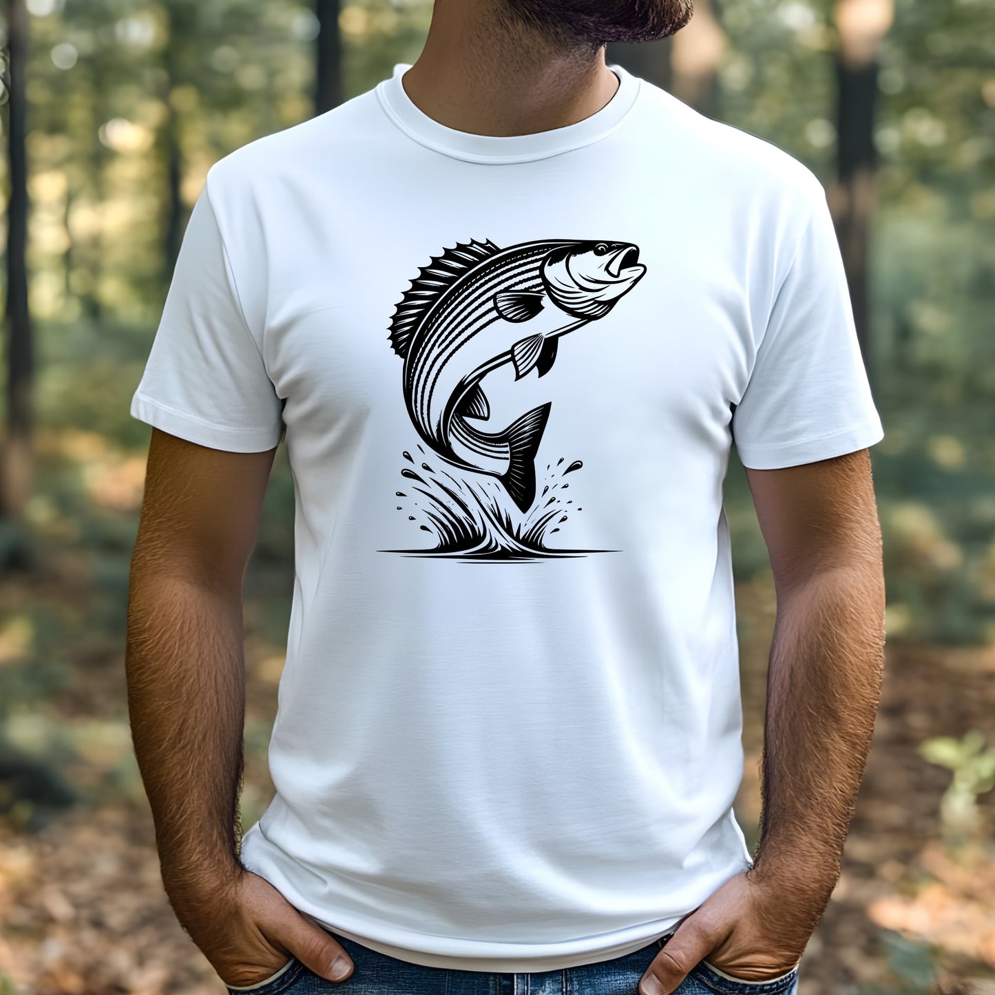 Striped Bass Fish Silhouette Digital Design PNG