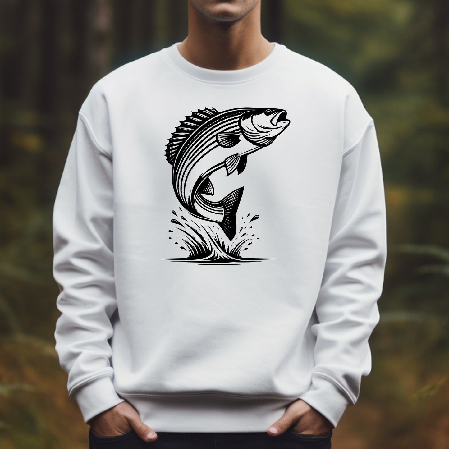 Striped Bass Fish Silhouette Digital Design PNG