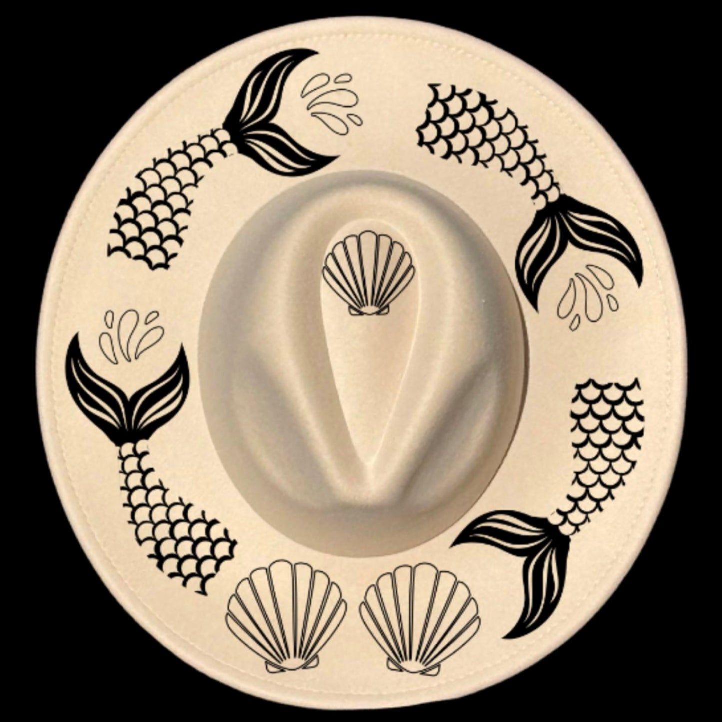 Mermaids Make Waves Boho Wide Brim Hat Burning Design SVG PNG