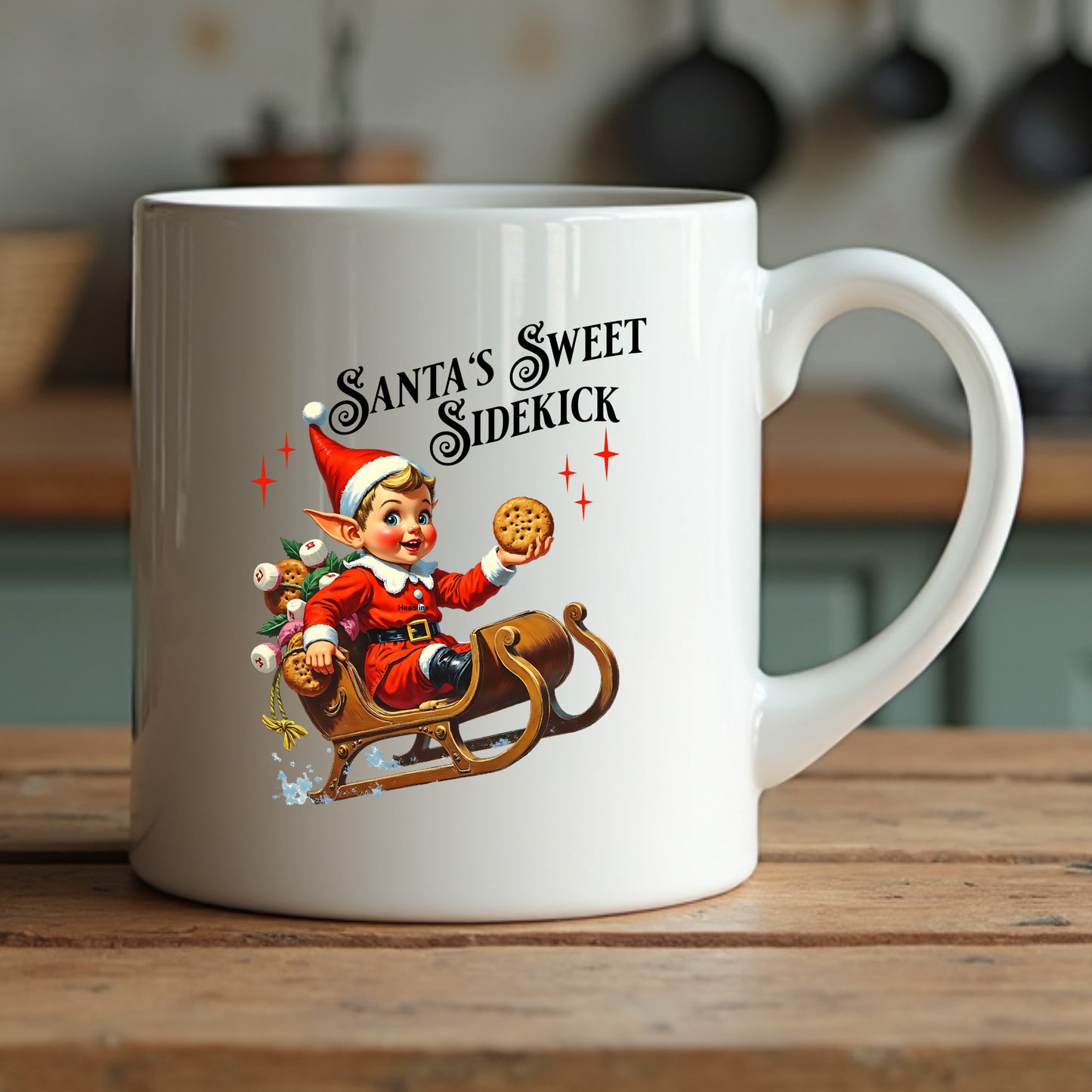 Christmas Elf Sleigh Cookie Vintage Christmas PNG