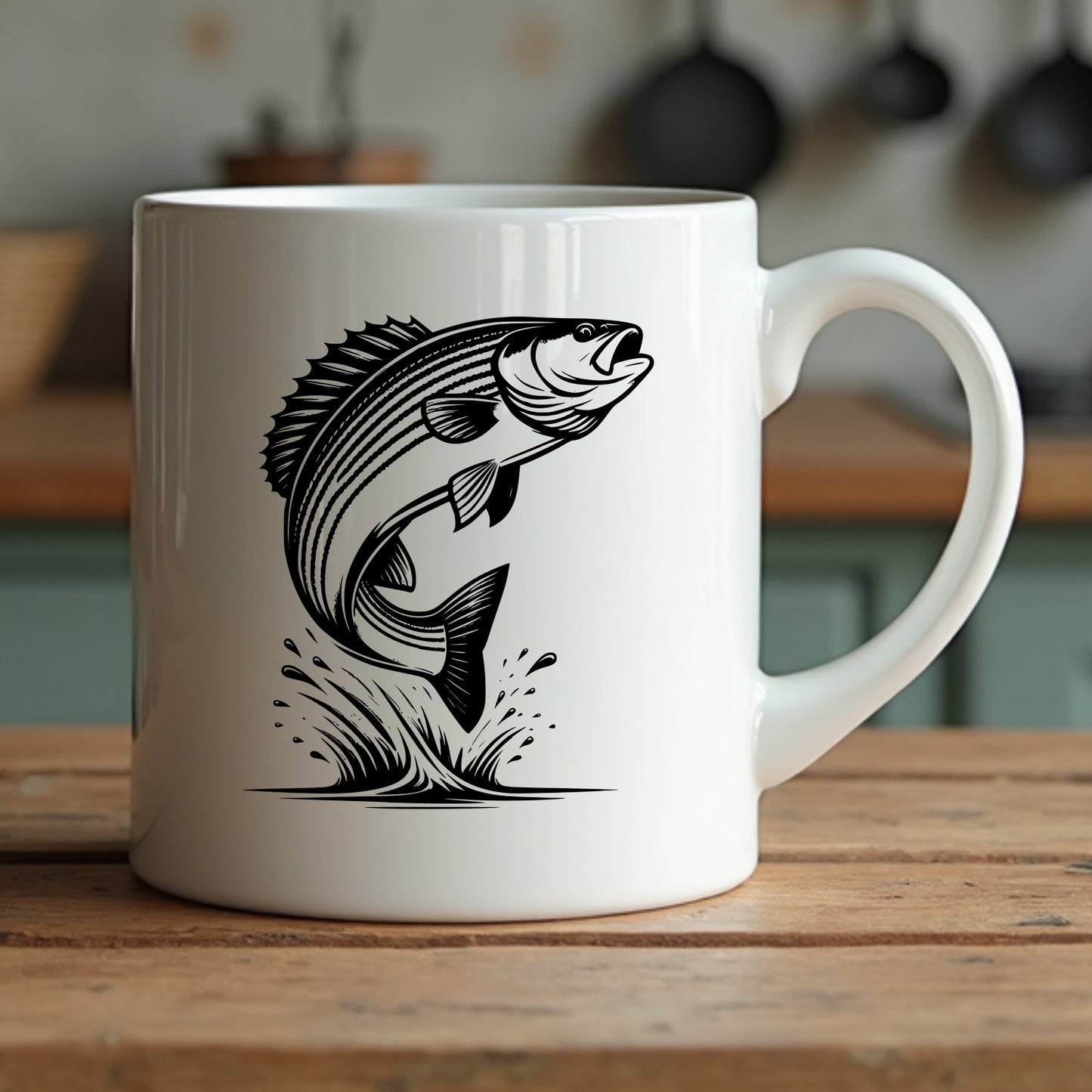 Striped Bass Fish Silhouette Digital Design PNG