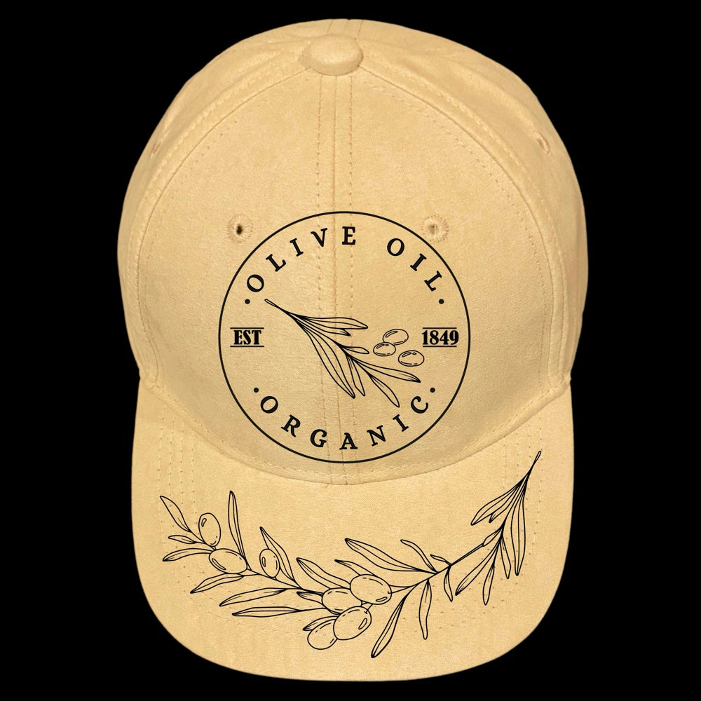 Olive Oil burned hat burning design on a baseball cap