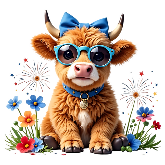 Highland Cow Patriotic 4th Of July digital design